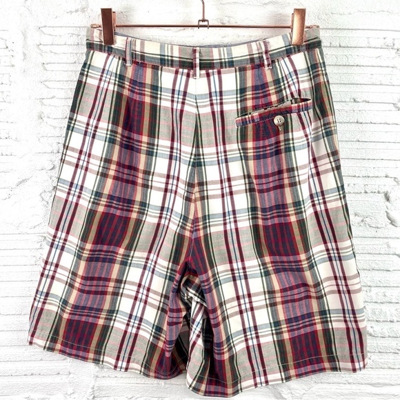 Pendleton Vintage 80s Chino Shorts Plaid Pleated High Waist Side Pockets 27 - Picture 8 of 14